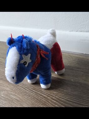 Patriotic Plush Pony Stuffed Animal - Blue, Red & White